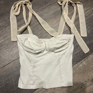 Chic Cream Tie-Strap Crop Top